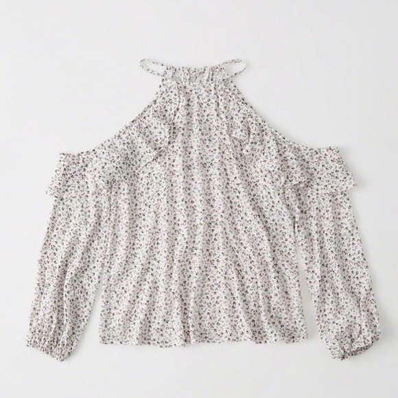 A&F Ruffle Cold Shoulder Top - Picture 1 of 4